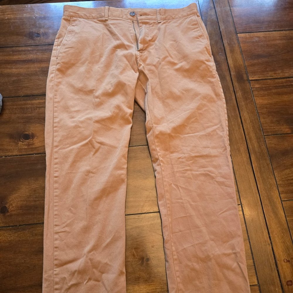 J.Crew Flex Mens Pants Dark Beige Size 32x34 Chino Slim Fit Stretch Cotton Blend